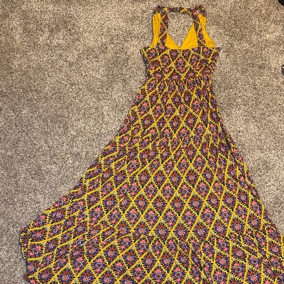 Anthropologie Backless Dress in Yellow and Pink Pattern - Picture 4 of 4